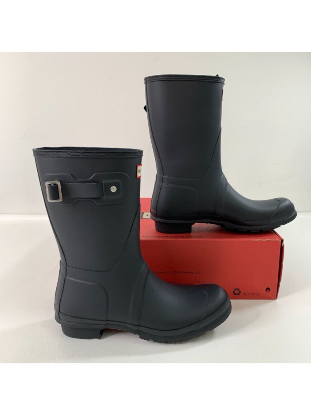 Hunter Womens Short Rain Boots Black Size 10 Waterproof Adjustable Strap - Picture 2 of 8